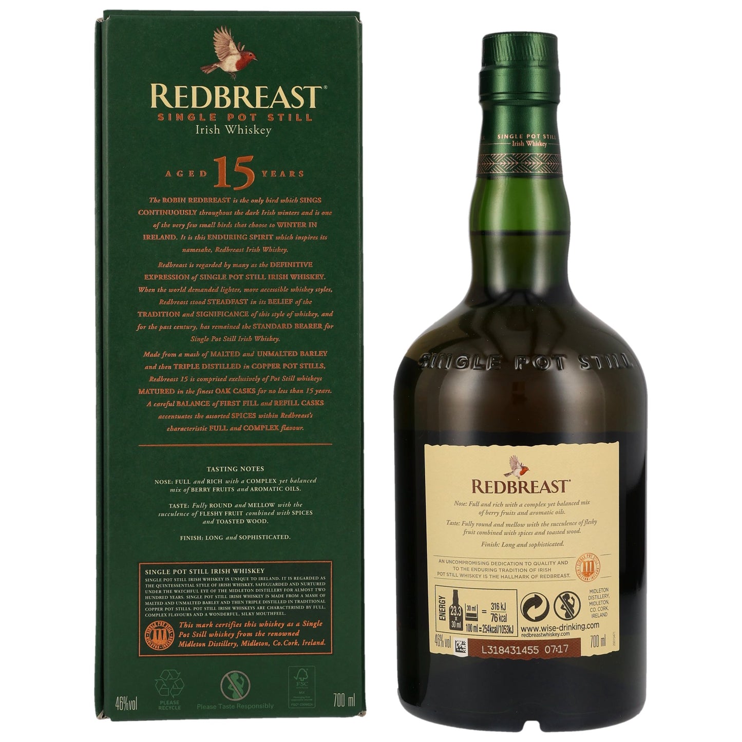 REDBREAST - 15 Jahre - 46% Vol.