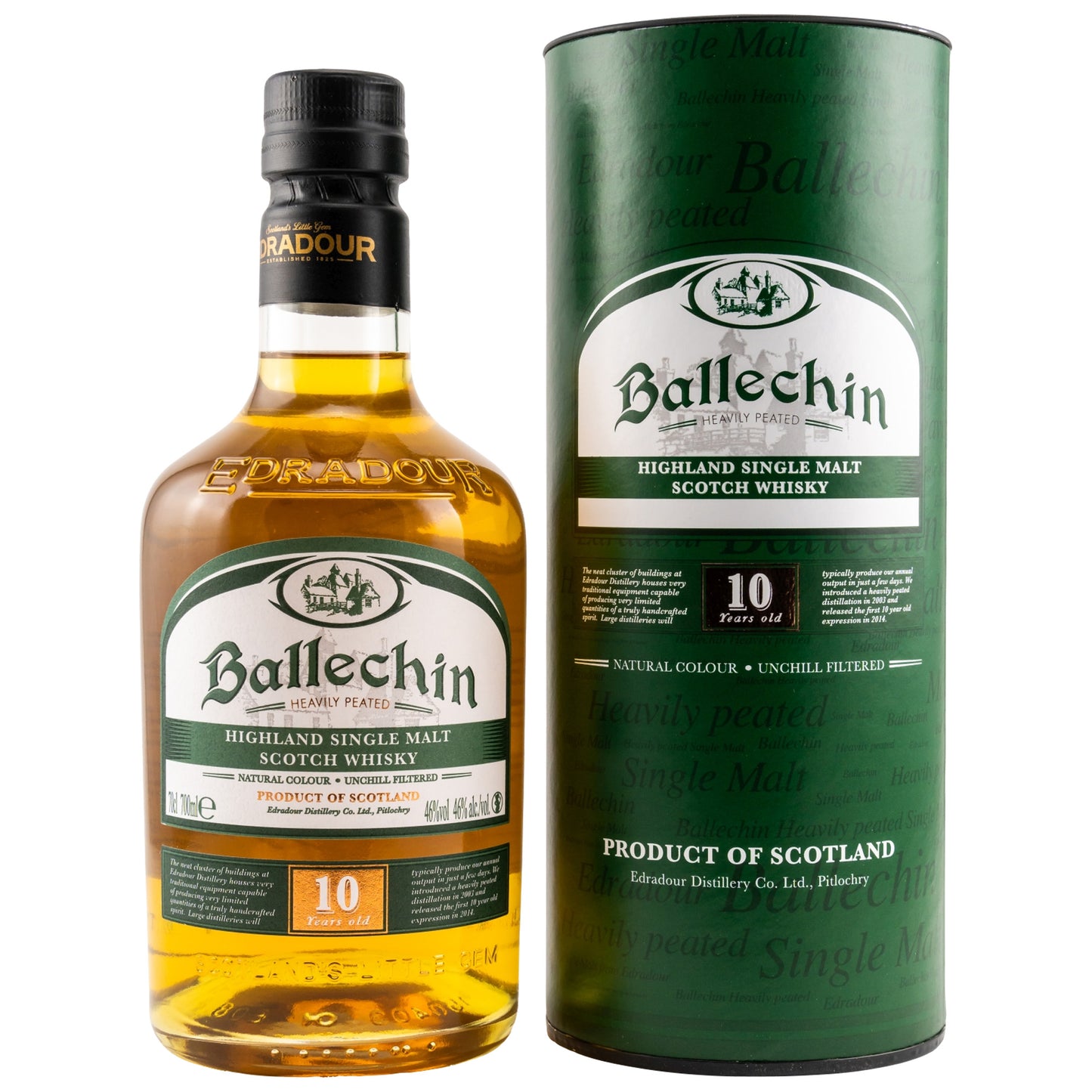 BALLECHIN - 10 Jahre heavily peated - 46% Vol.