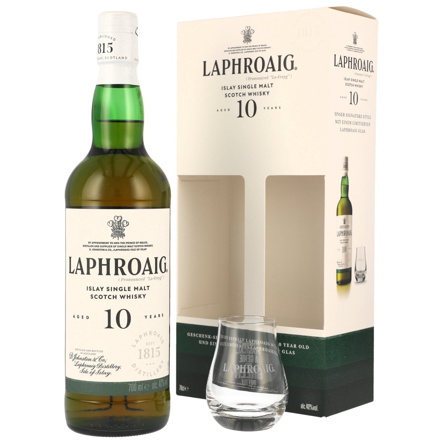 LAPHROAIG - 10 Jahre Geschenkset mit Glas - 40% Vol.
