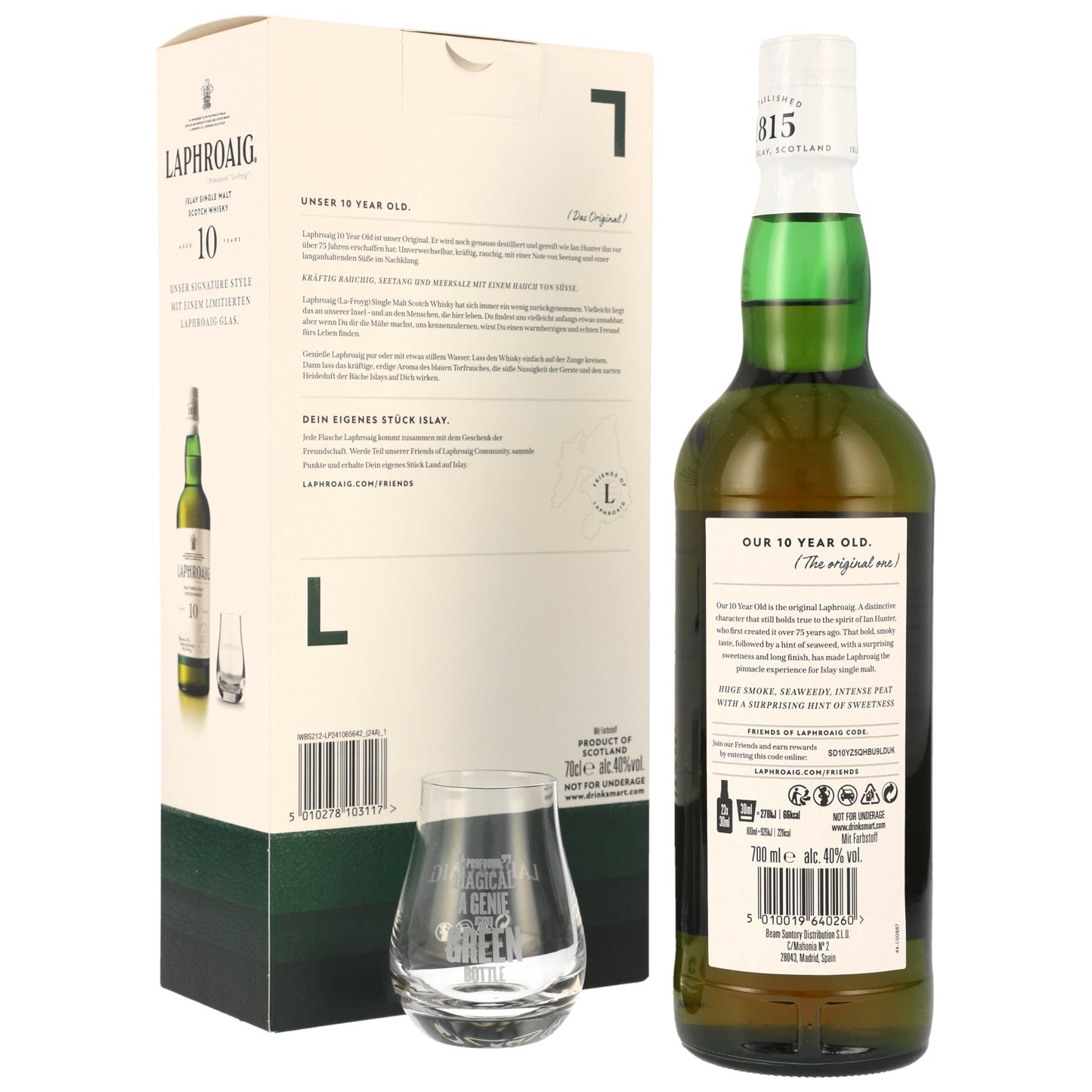 LAPHROAIG - 10 Jahre Geschenkset mit Glas - 40% Vol.