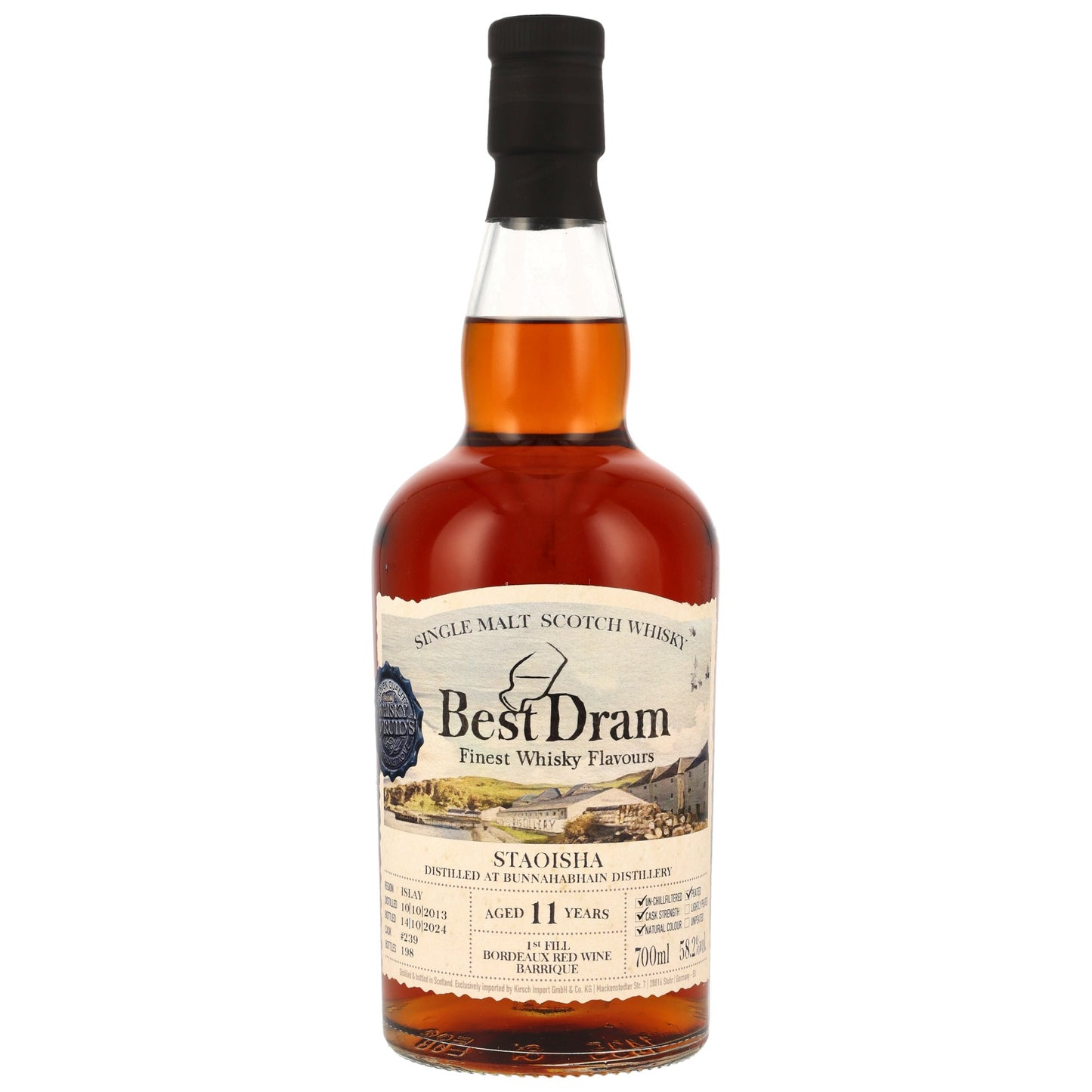 BEST DRAM - Bunnahabhain Staoisha 2013/2024 11 Jahre 1st Fill Red Wine Barrique - 58,2% Vol.