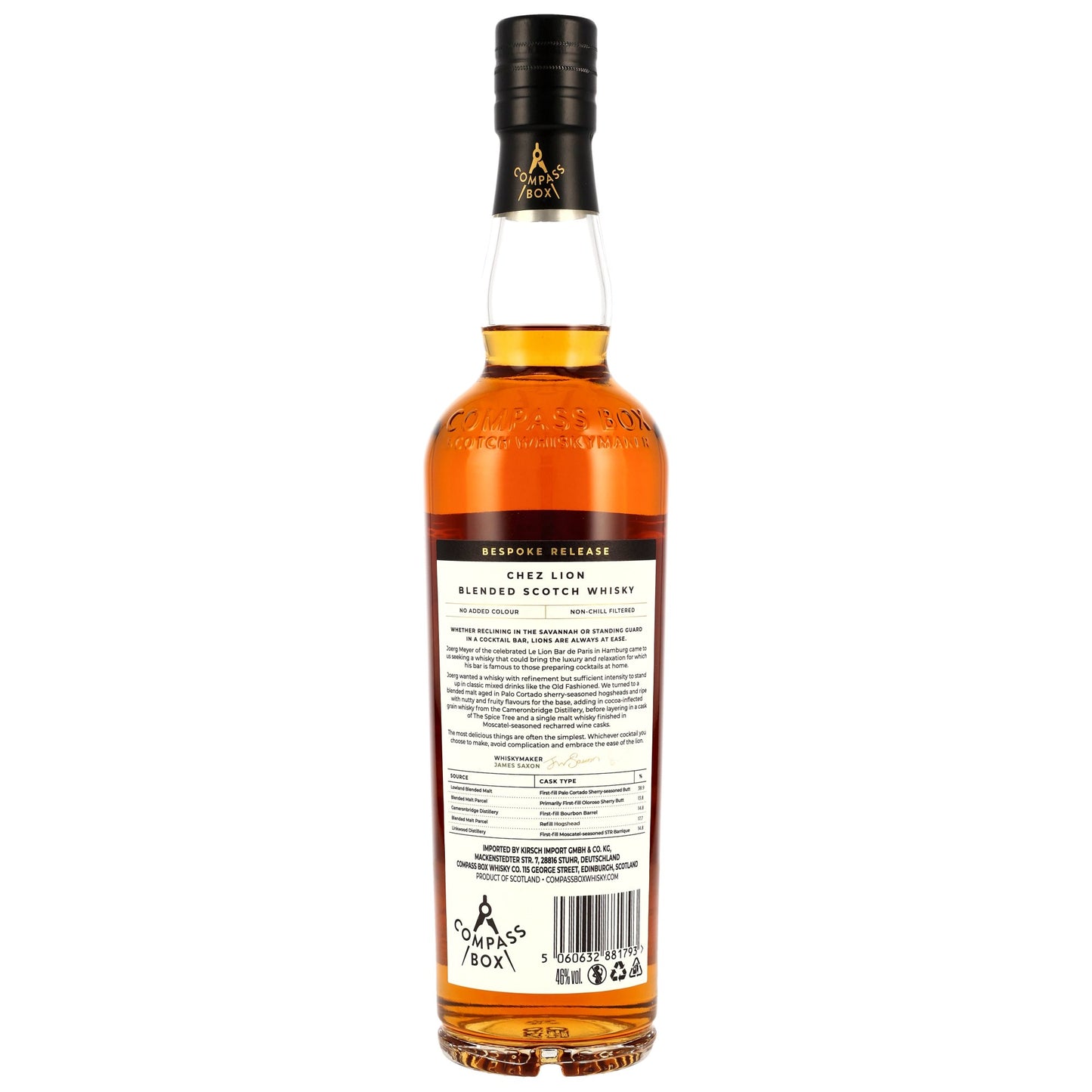 COMPASS BOX - Chez Lion Bespoke Release Blended Malt - 46% Vol.