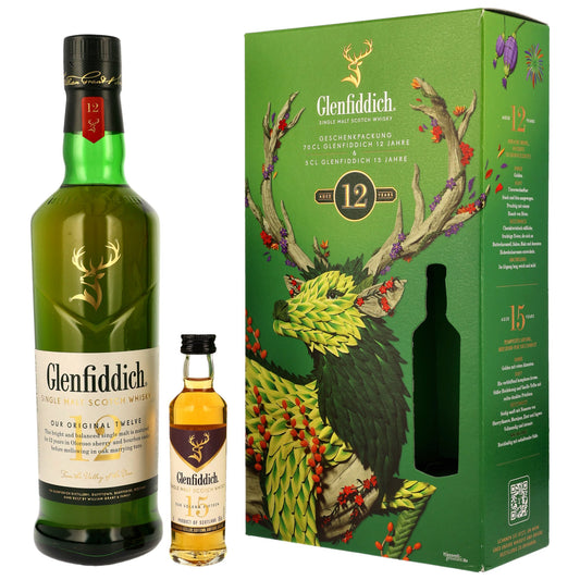 GLENFIDDICH - 12 Jahre plus Glenfiddich 15 Jahre Mini Geschenkset - 40% Vol.