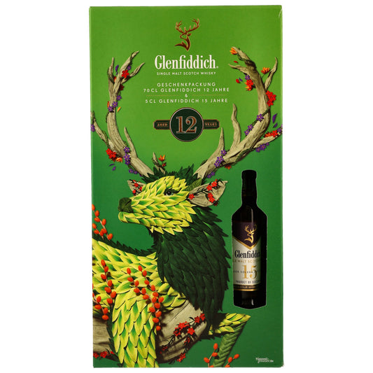 GLENFIDDICH - 12 Jahre plus Glenfiddich 15 Jahre Mini Geschenkset - 40% Vol.