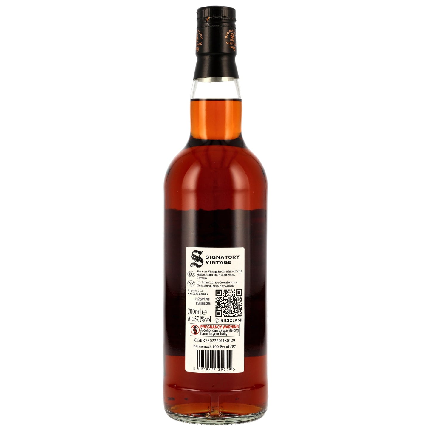 BALMENACH - 2016/2025 9 Jahre - 1st Fill Oloroso Sherry Butts - Signatory 100 PROOF Edition #57 - 57,1% Vol.