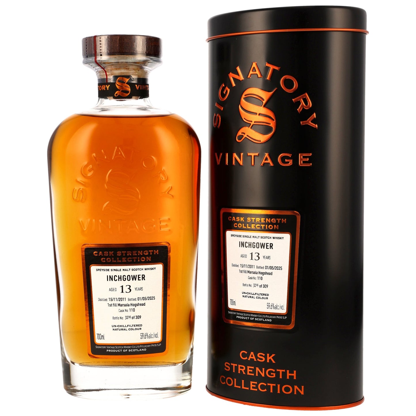 INCHGOWER - 2011/2025 13 Jahre - 1st Fill Marsala Hogshead #110 - Signatory Cask Strength Collection - 59,6% Vol.