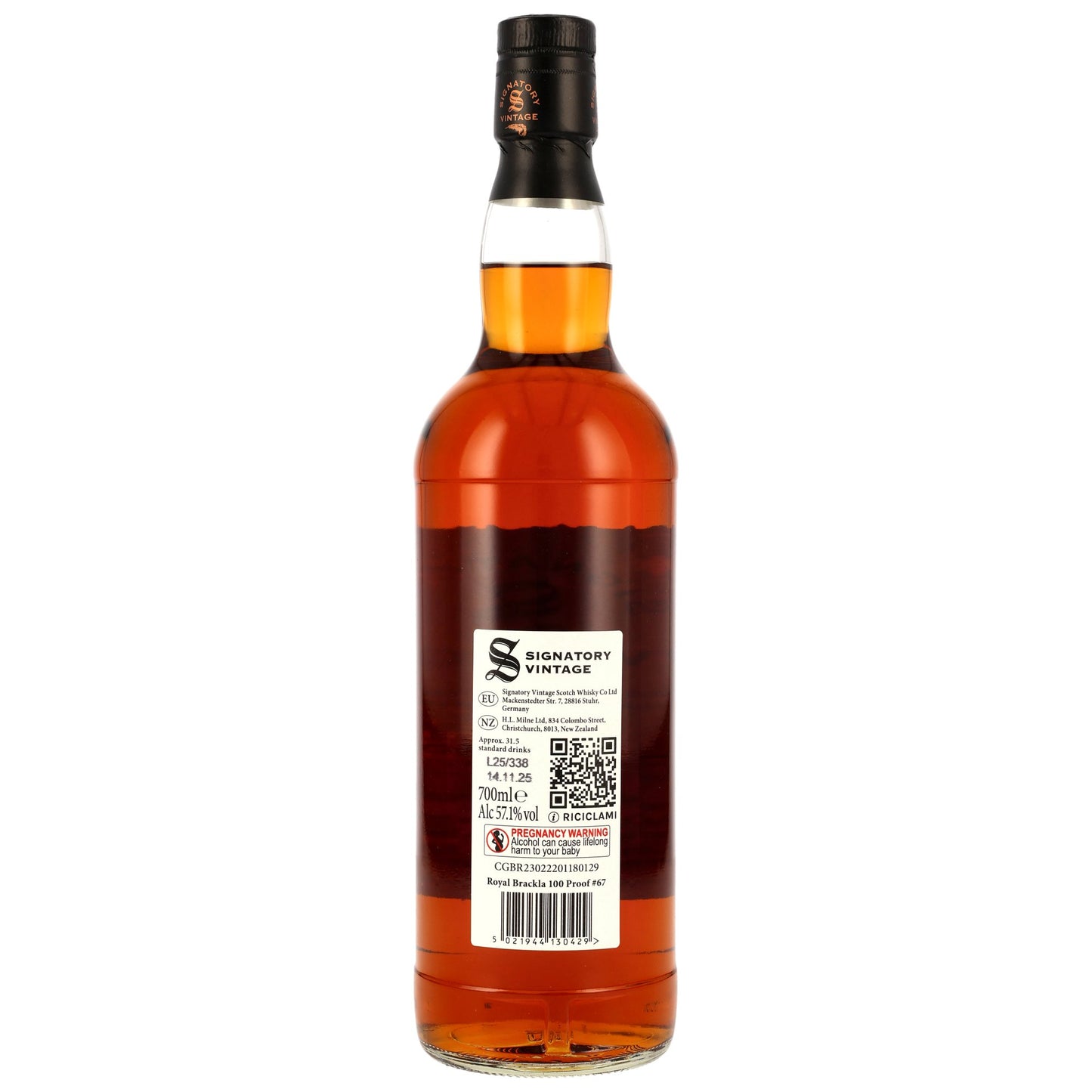 ROYAL BRACKLA - 11 Jahre 1st Fill Oloroso Sherry & Bourbon Casks - Signatory 100 PROOF Edition #67 - 57,1% Vol.