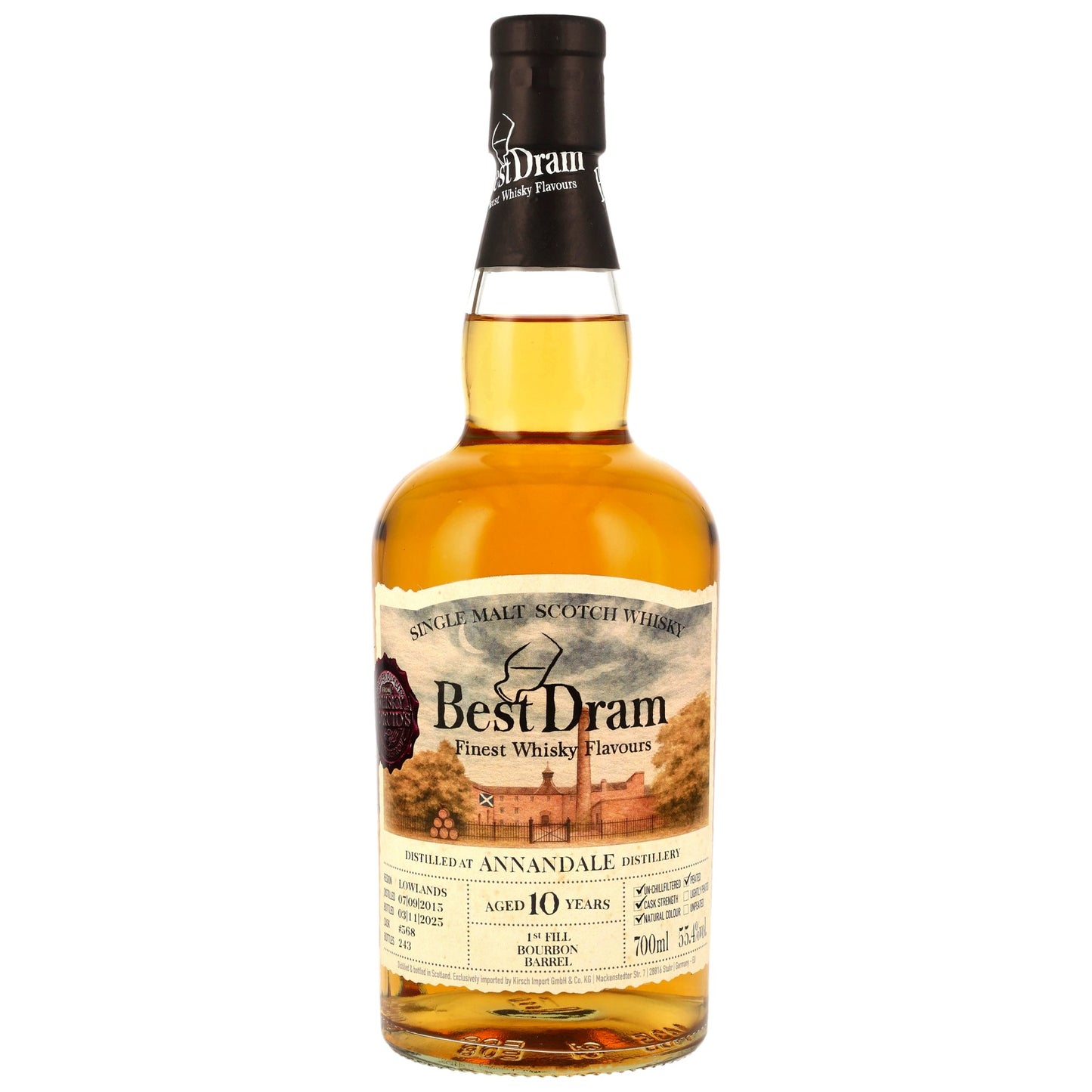 BEST DRAM - Annandale Peated 2015/2025 10 Jahre 1st Fill Bourbon Barrel #568 - 55,4% Vol.