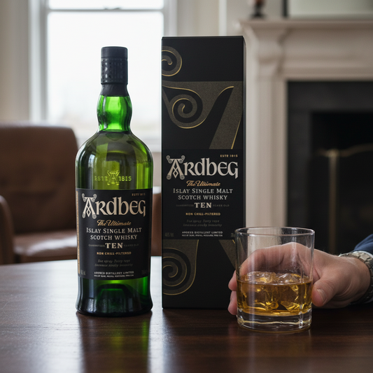 Schwarzbach Spirits Ardbeg 10 Year Old Islay Single Malt Scotch Whisky, 46% Vol., non chill-filtered, smoky and peaty.