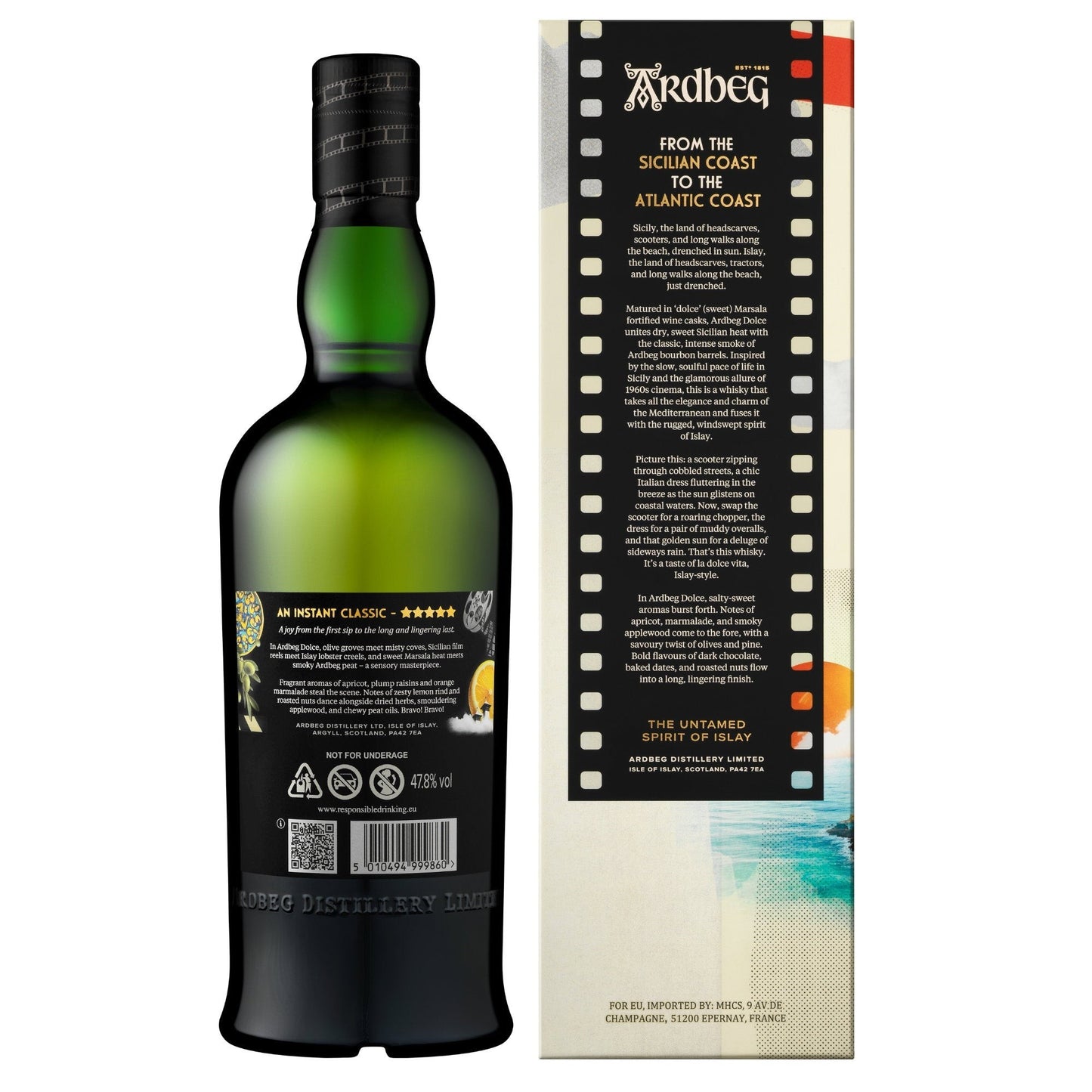 Schwarzbach Spirits Ardbeg Dolce Single Malt Scotch Whisky, 47,8% Vol., mit Torfrauch, Aprikosen, Rosinen und Datteln