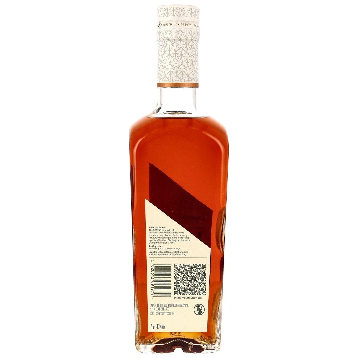 Schwarzbach Spirits CRN57 12 Jahre Blended Malt Scotch Whisky mit Zimt-, Himbeer- und Schokoladenorange-Noten.