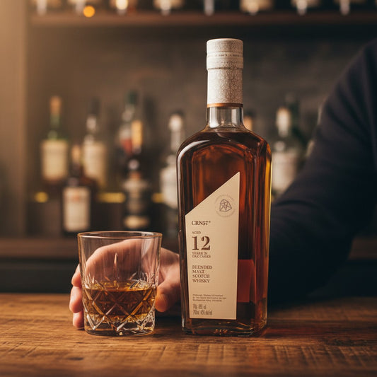 Schwarzbach Spirits CRN57 12 Year Old Blended Malt Scotch Whisky in oak casks, 43% Vol., 700ml bottle.