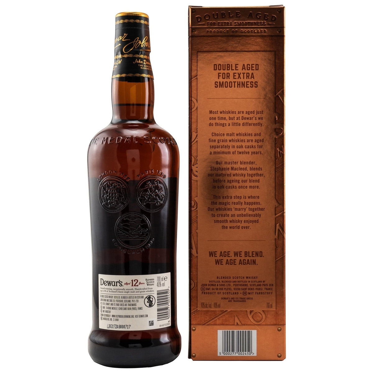 Schwarzbach Spirits Dewar's 12 Jahre The Ancestor Blended Scotch Whisky mit kupferfarbener Geschenkverpackung