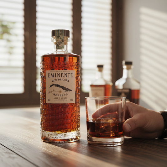 Schwarzbach Spirits Eminente Reserva 7 Year Old Cuban Rum, aged in ex-whisky barrels, golden amber color, 41.3% Vol.