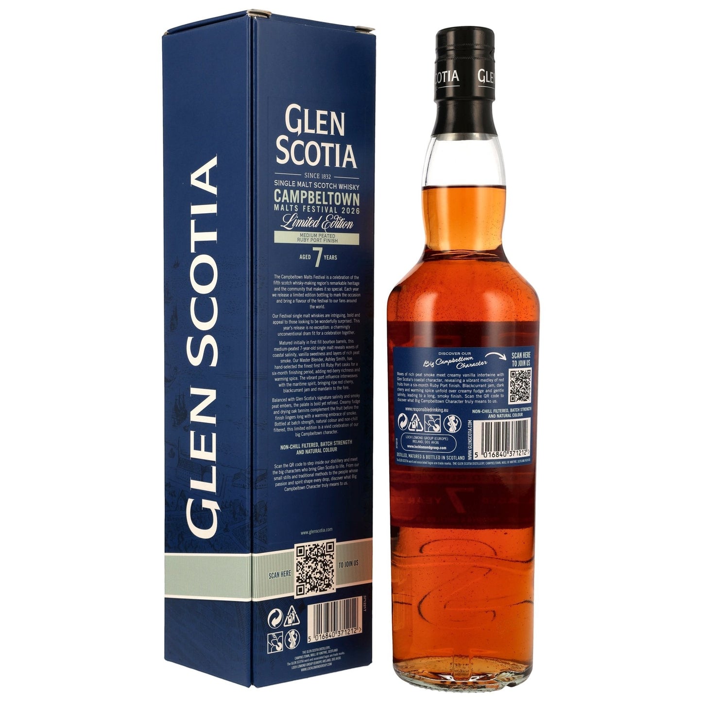 Schwarzbach Spirits: Glen Scotia 7 Jahre Medium Peated Ruby Port Finish Campbeltown Malts Festival 2026 Single Malt Scotch Whisky, 53,9% Vol.