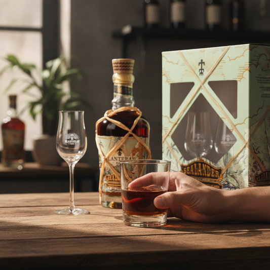 Schwarzbach Spirits Planteray Sealander rum gift set with two tasting glasses, 40% vol.