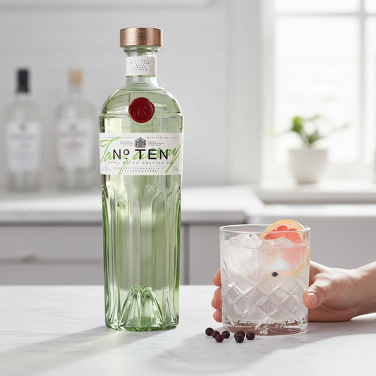 Schwarzbach Spirits Tanqueray No. Ten Gin, 47,3% Vol., 0.7L, small batch crafted gin with fresh citrus notes.