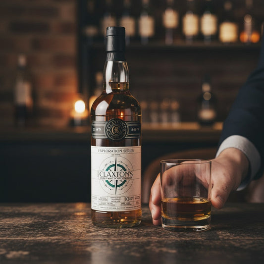 Schwarzbach Spirits Teaninich 10 Year Old STR Cask single malt Scotch whisky bottle and glass.