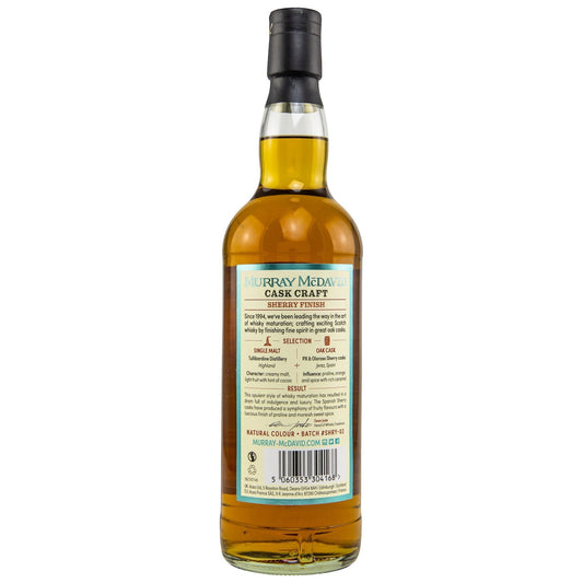 Schwarzbach Spirits Tullibardine Sherry Cask Finish Murray McDavid Whisky Flasche mit Etikett auf weißem Hintergrund
