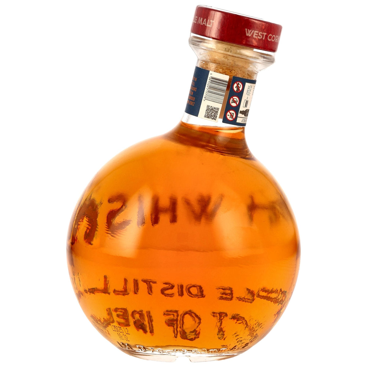 Schwarzbach Spirits West Cork Maritime 5 Jahre Sherry Cask Irish Whiskey in runder Flasche mit bernsteinfarbenem Inhalt
