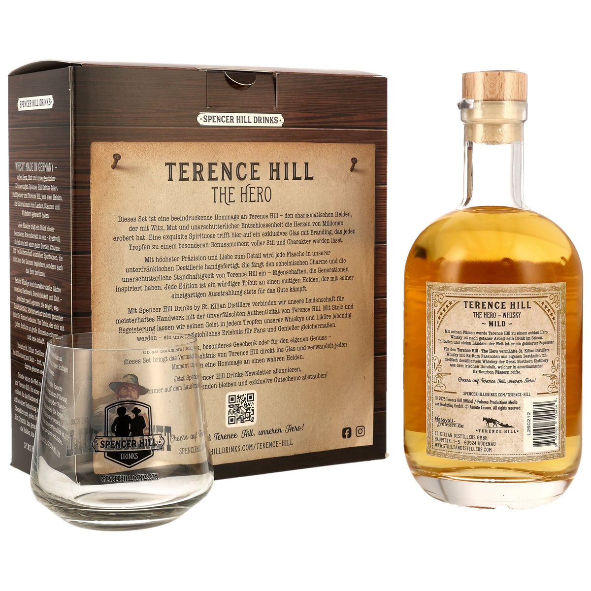 Terence Hill The Hero Whisky mit Glas – Produktansicht