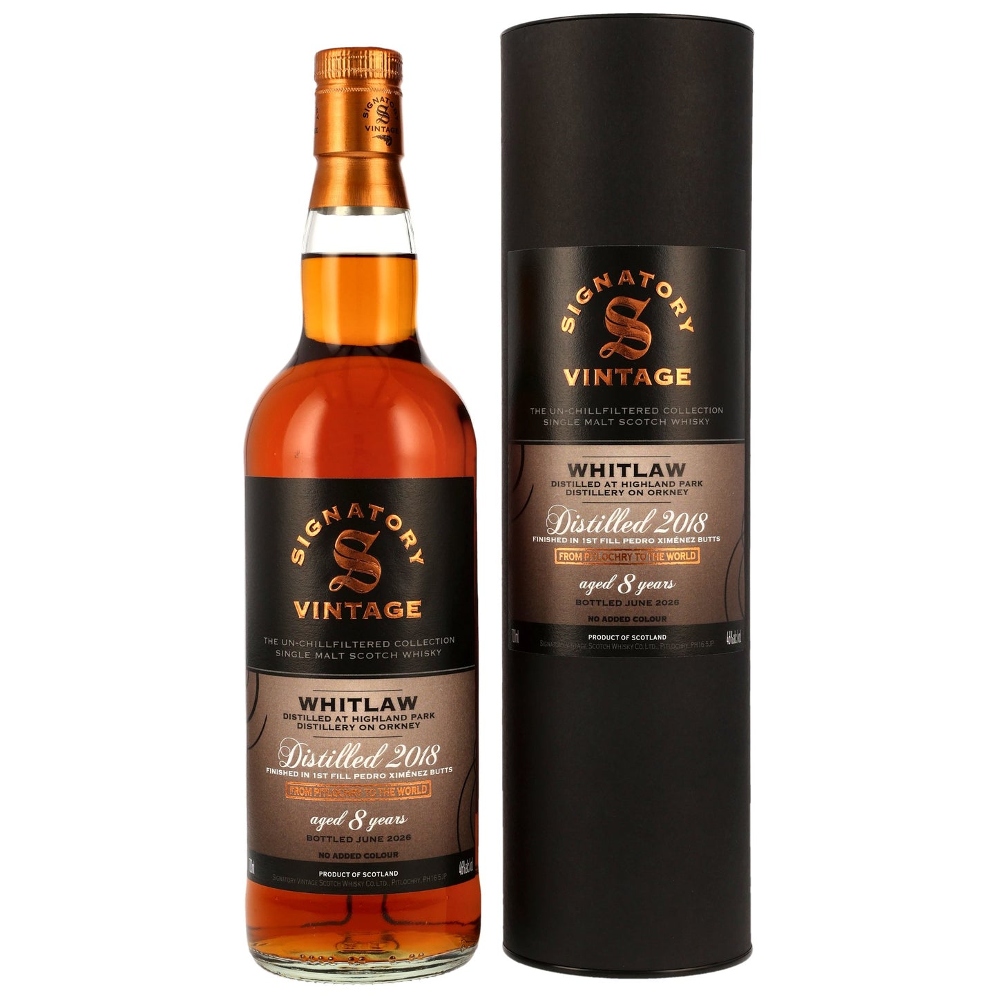 WHITLAW - 2018/2026 8 Jahre 1st Fill PX Sherry Butts Finish - 46% Vol.