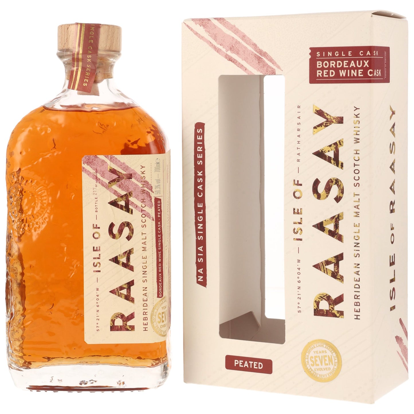 ISLE OF RAASAY - 7 Jahre Single Malt Whisky Peated Bordeaux Red Wine Single Cask #18/792 - 59,3% Vol.