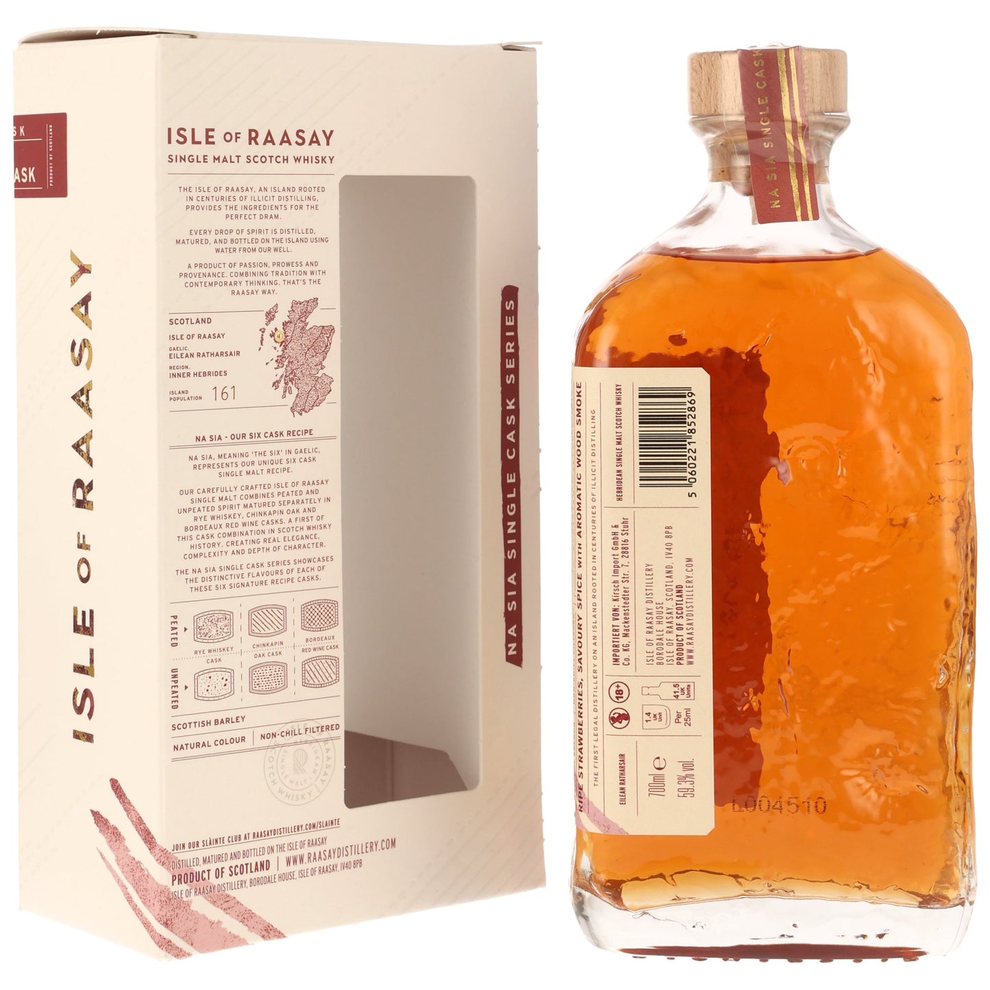ISLE OF RAASAY - 7 Jahre Single Malt Whisky Peated Bordeaux Red Wine Single Cask #18/792 - 59,3% Vol.