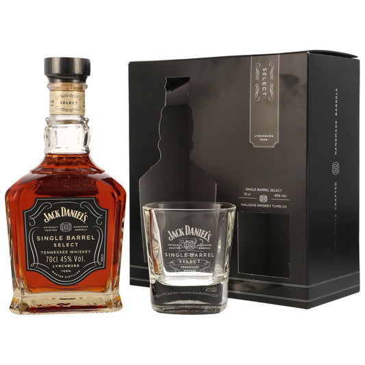 JACK DANIEL'S - Single Barrel Select mit Glas (Tumbler) - 45% Vol.