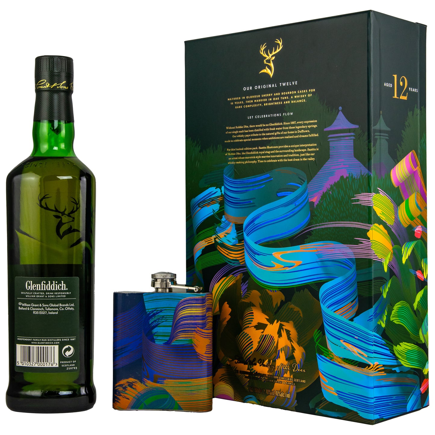 GLENFIDDICH - 12 Jahre Limited Design inkl. Flachmann - 40% Vol.