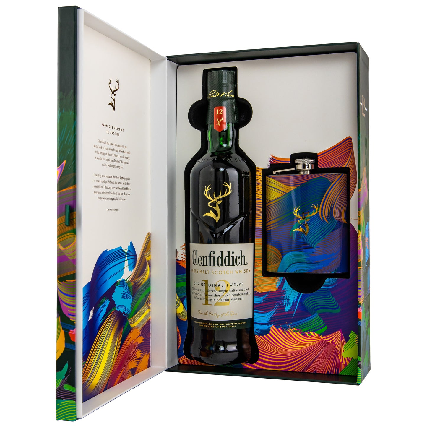 GLENFIDDICH - 12 Jahre Limited Design inkl. Flachmann - 40% Vol.