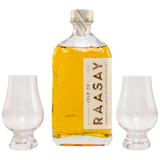 ISLE OF RAASAY - Single Malt Whisky mit 2 Glencairn Gläsern - 46,4% Vol.