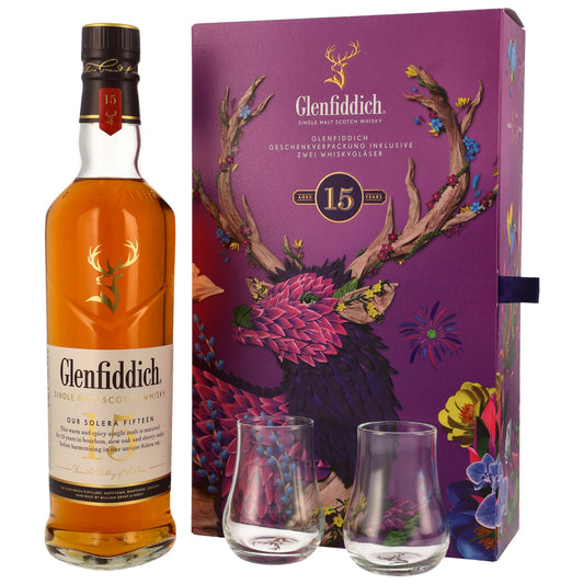 GLENFIDDICH - 15 Jahre + 2 Gläser - 40% Vol.