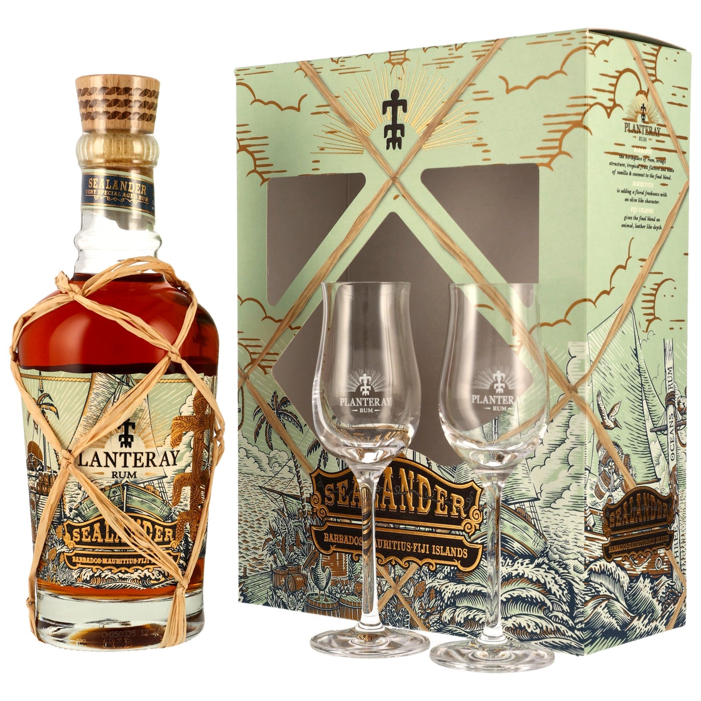 PLANTERAY - Sealander mit 2 Gläsern Geschenkset - 40% Vol.