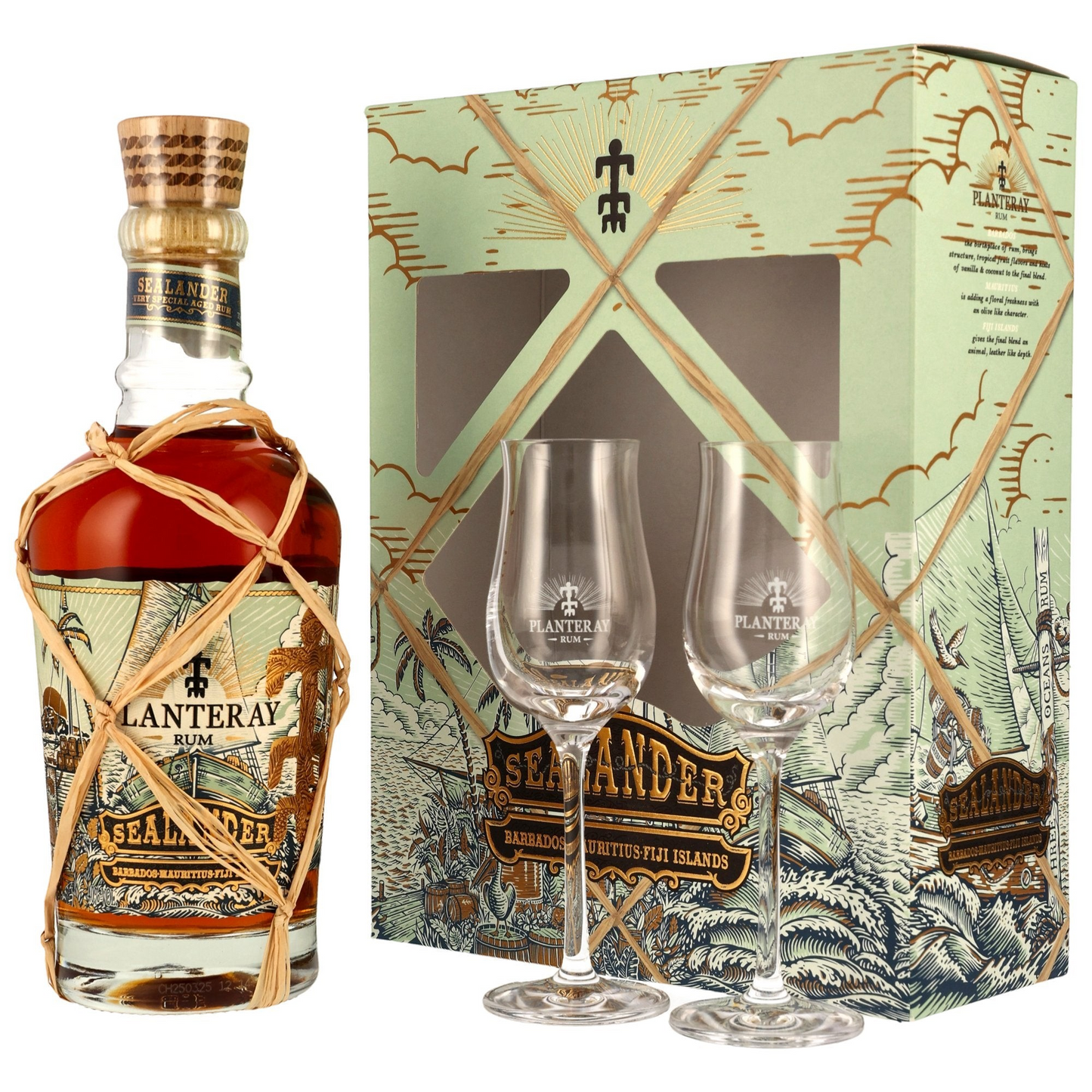 PLANTERAY - Sealander mit 2 Gläsern Geschenkset - 40% Vol.