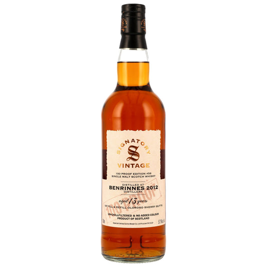 BENRINNES - 2012/2025 13 Jahre - 1st Fill & Refill Oloroso Sherry Butts - Signatory 100 PROOF Edition #56 - 57,1% Vol.