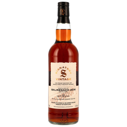 BALMENACH - 2016/2025 9 Jahre - 1st Fill Oloroso Sherry Butts - Signatory 100 PROOF Edition #57 - 57,1% Vol.