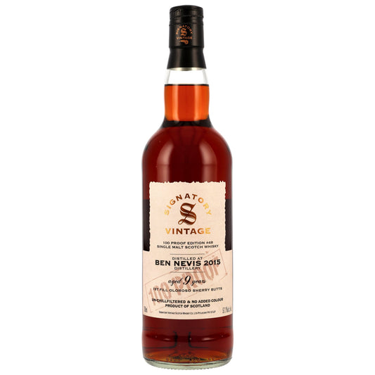 BEN NEVIS - 2015/2025 9 Jahre - 1st Fill Oloroso Sherry Butts - Signatory 100 PROOF Edition #48 - 57,1% Vol.
