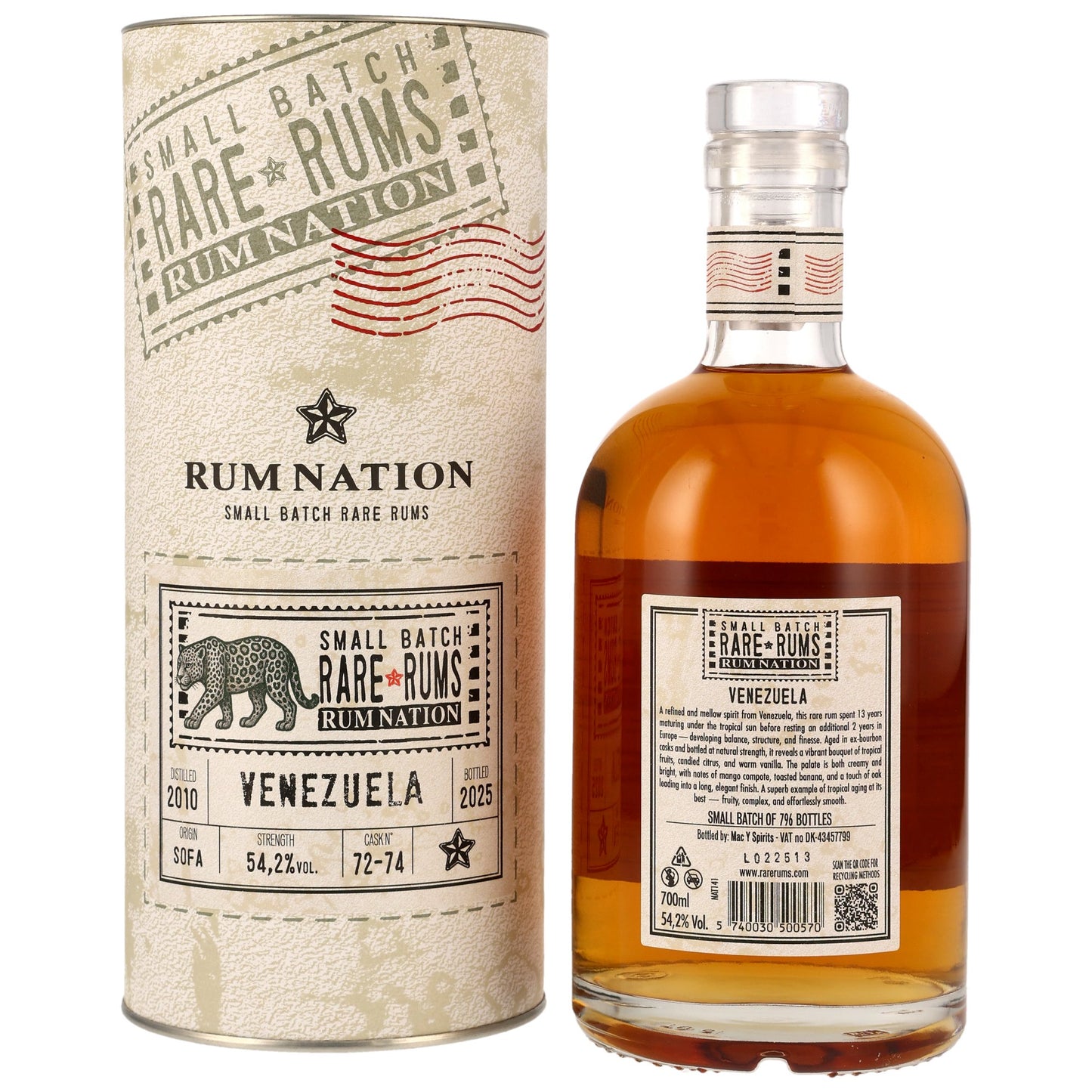 RUM NATION - Venezuela (SOFA) 2010/2025 15 Jahre - 54,2% Vol.