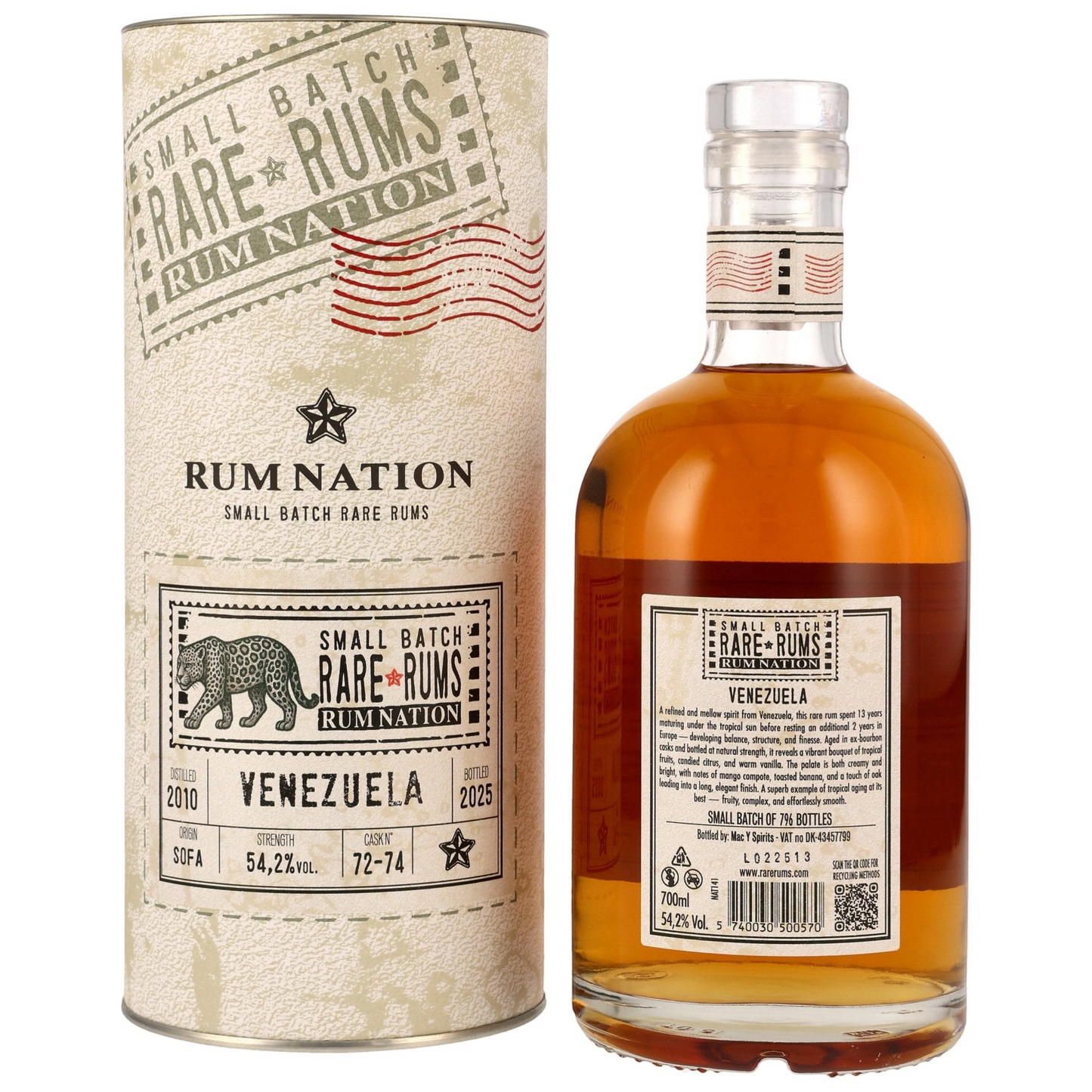 RUM NATION - Venezuela (SOFA) 2010/2025 15 Jahre - 54,2% Vol.