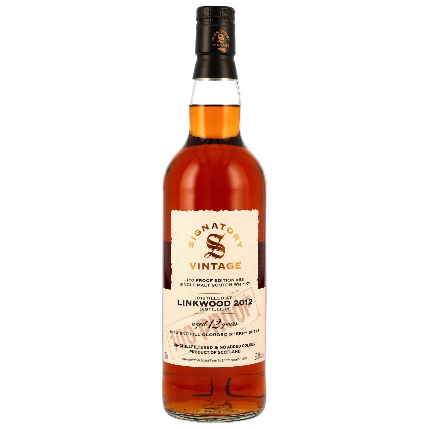 LINKWOOD - 12 Jahre 1st & 2nd Fill Oloroso Sherry Butts Signatory 100 PROOF Edition #68 - 57,1% Vol.