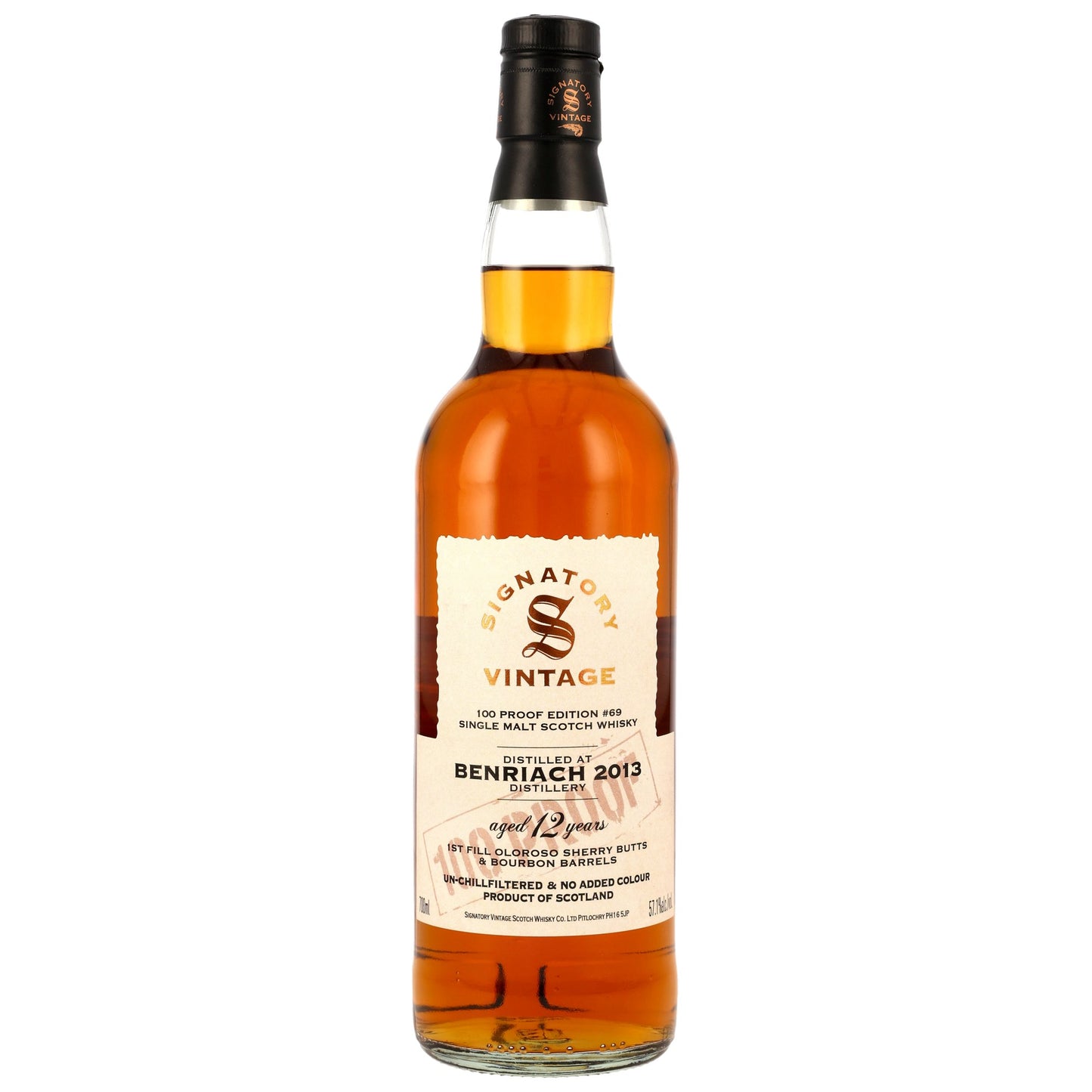BENRIACH - 12 Jahre 1st Fill Oloroso Sherry & Bourbon Casks Signatory 100 PROOF Edition #69 - 57,1% Vol.