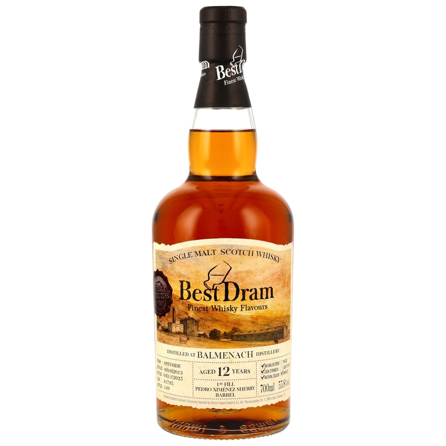 BEST DRAM - Balmenach 2013/2025 12 Jahre 1st Fill PX Sherry Barrel #1795 - 55,8% Vol.