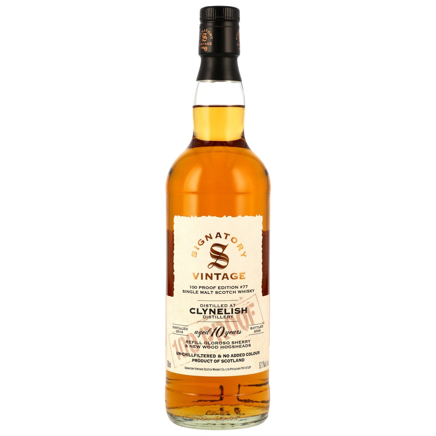 CLYNELISH - 10 Jahre Refill Oloroso Sherry & New Wood Casks Signatory 100 PROOF Edition #77 - 57,1% Vol.