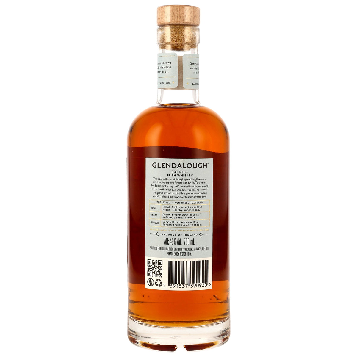 GLENDALOUGH - Pot Still Irish Oak Finish Irish Whiskey - 43% Vol. – 0,7 Liter – Ansicht 2