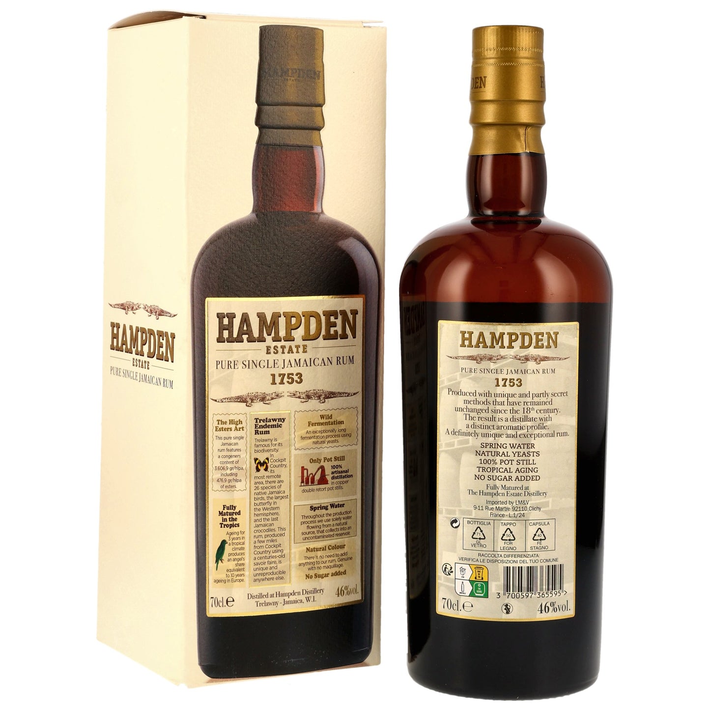 HAMPDEN - 1753 Pure Single Jamaican Rum - 46% Vol.