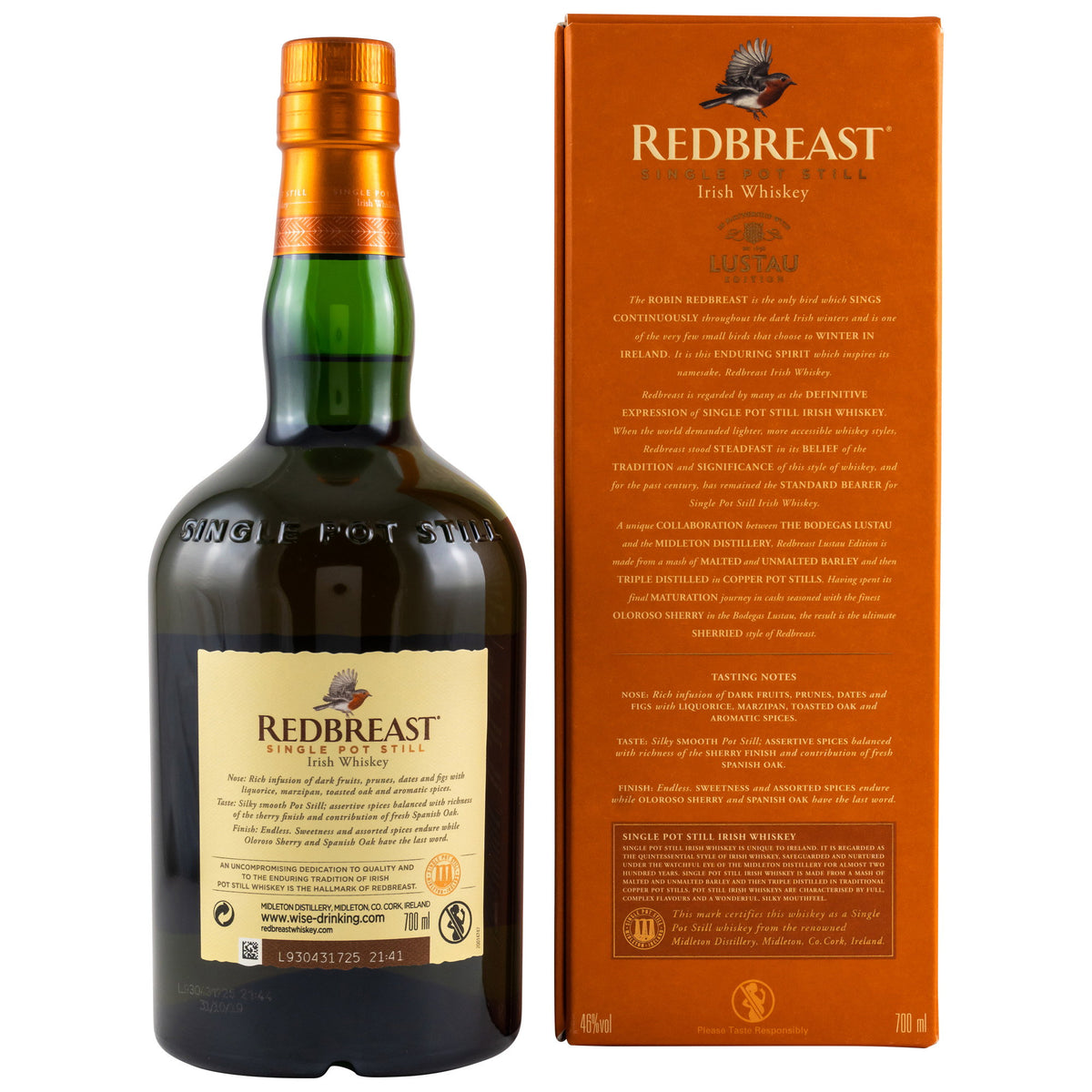 REDBREAST - Lustau Edition Sherry Finish Irish Whiskey - 46% Vol. – 0,7 Liter – Ansicht 2