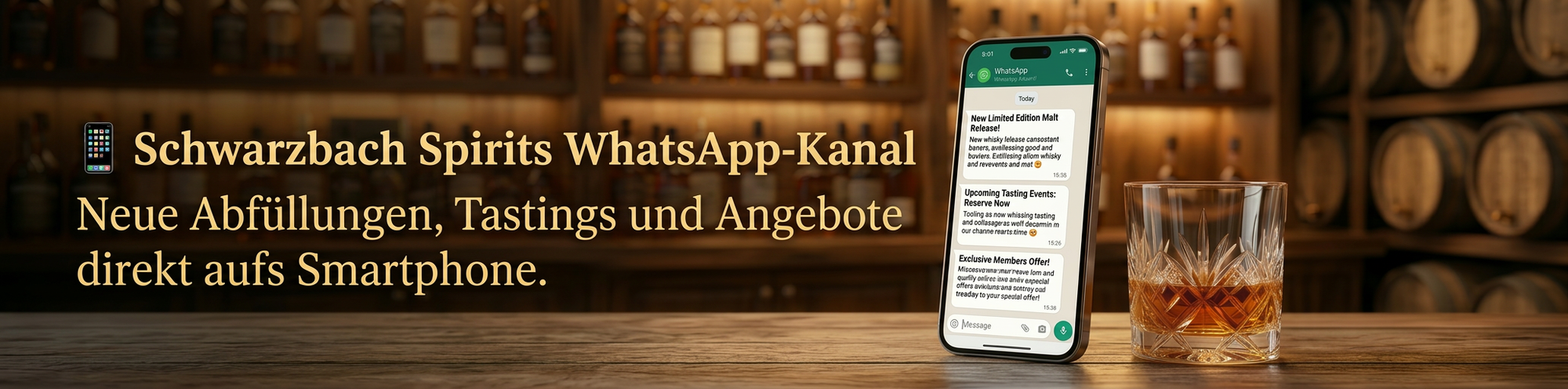 Schwarzbach Spirits WhatsApp-Kanal – neue Abfüllungen, Tastings und Angebote