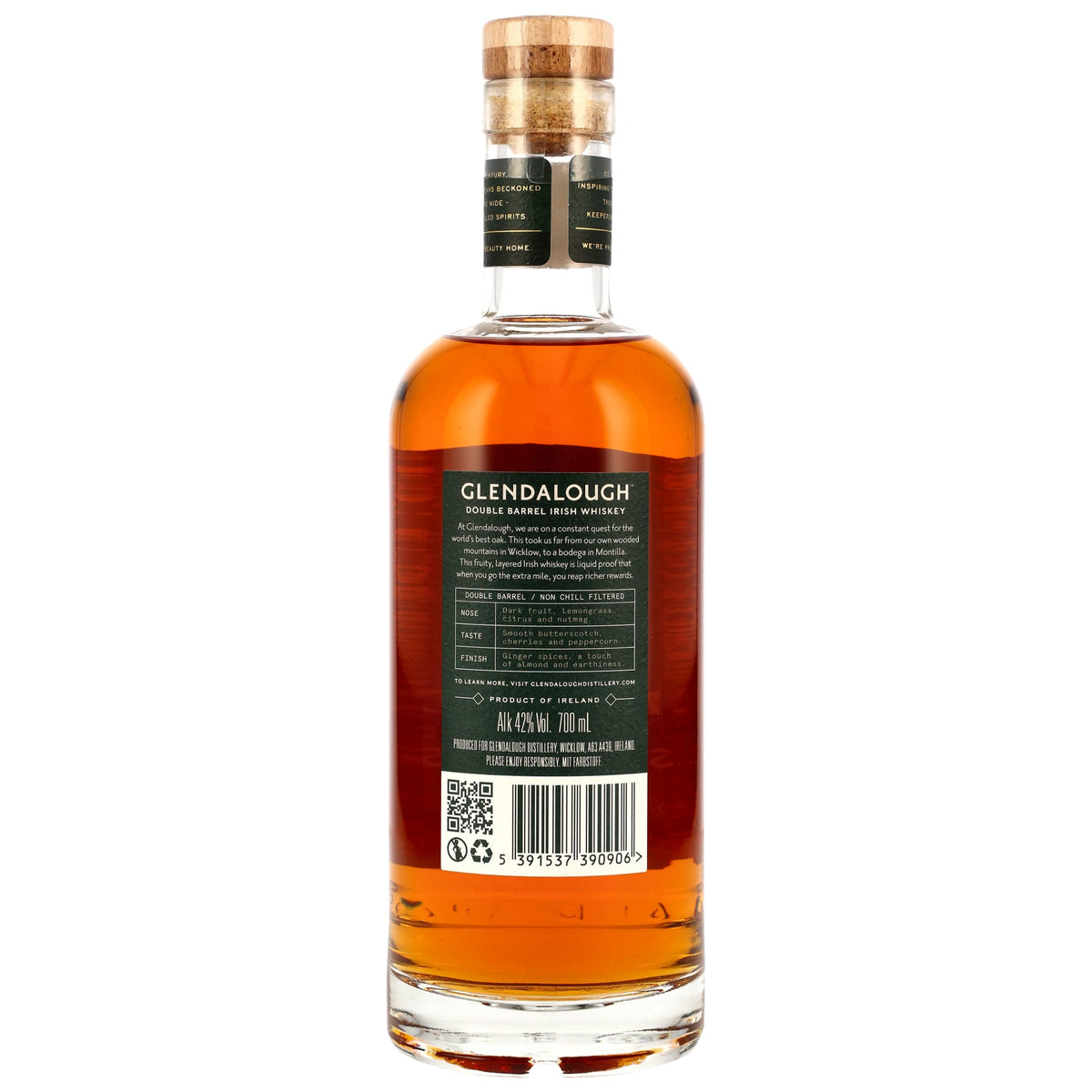 GLENDALOUGH - Double Barrel Single Grain Irish Whiskey - 42% Vol. – 0,7 Liter – Ansicht 2