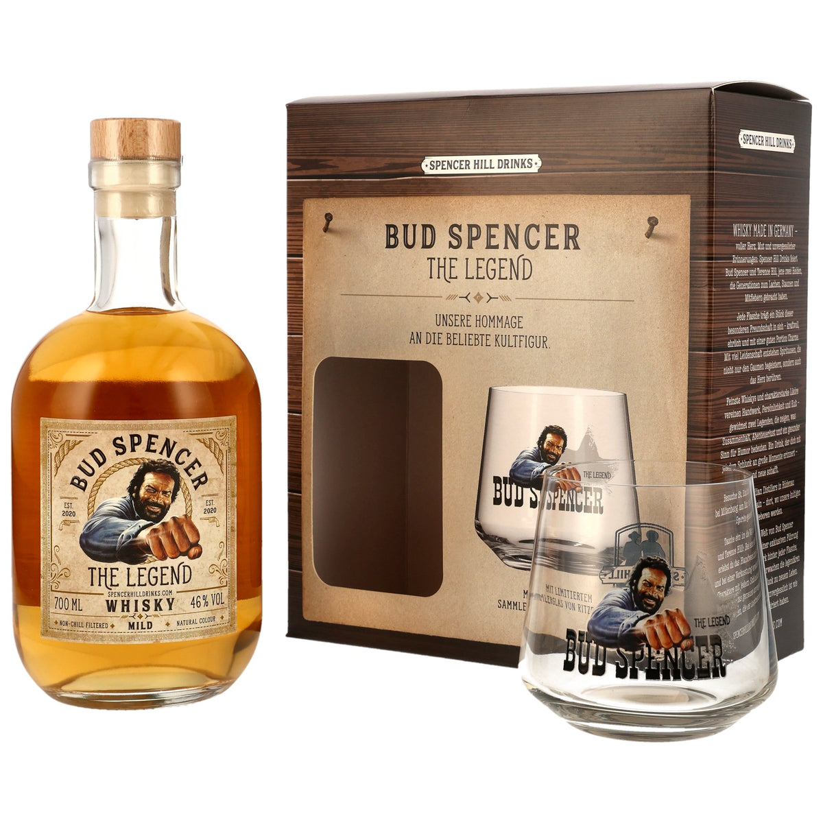 Bud Spencer The Legend Whisky Mild mit Glas – Geschenkset